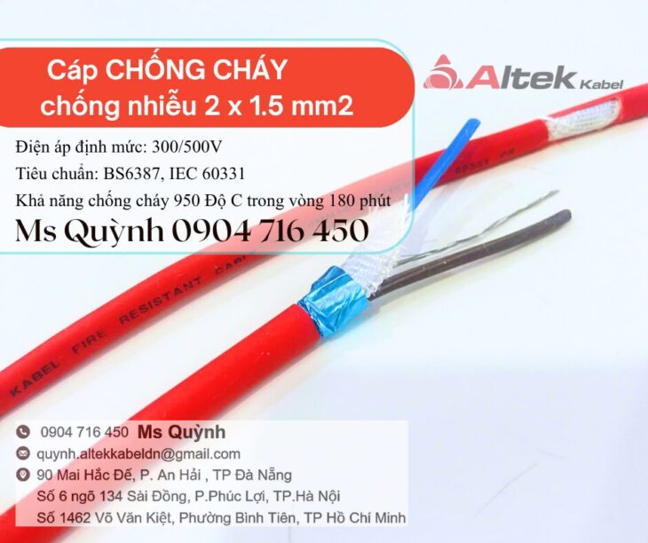 Cáp tín hiệu chống cháy 2×1.5 Fr Altek Kabel HCM, Hà Nội, Đà Nẵng