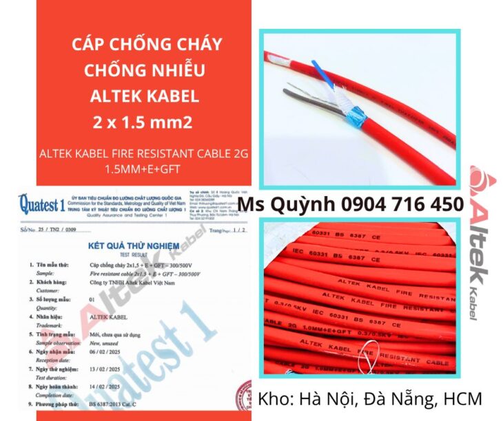 Cáp tín hiệu chống cháy 2×1.5 Fr Altek Kabel HCM, Hà Nội, Đà Nẵng