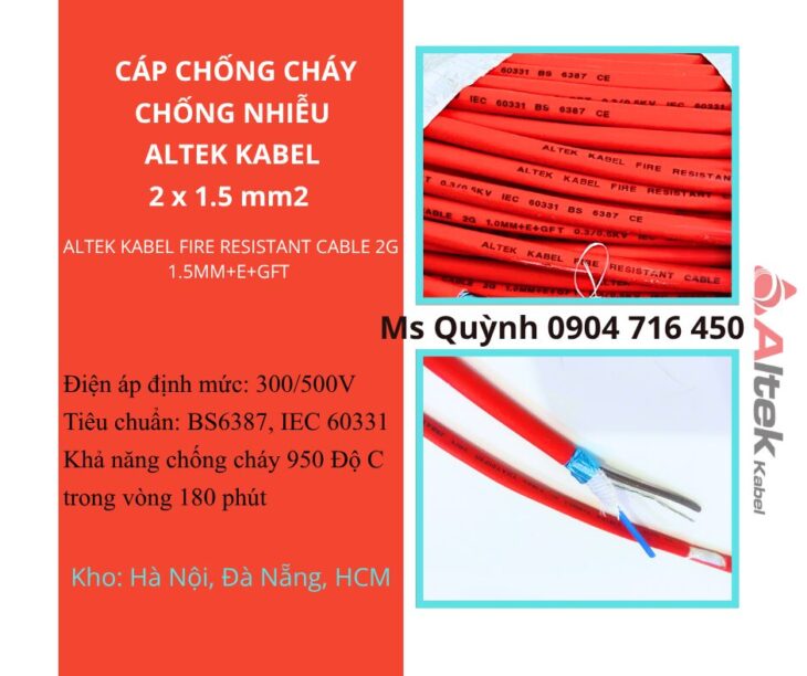 Cáp tín hiệu chống cháy 2×1.5 Fr Altek Kabel HCM, Hà Nội, Đà Nẵng