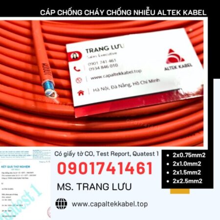 Cáp chống cháy chống nhiễu 2×0.75/2×1.0/2×1.5/2×2.5 Altek Kabel