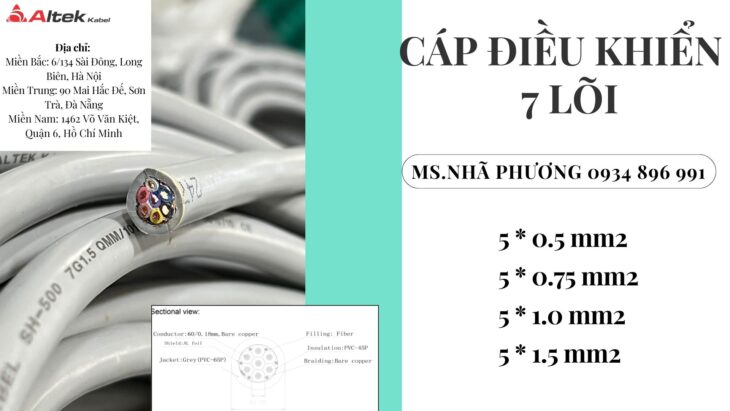 Cáp Điều Khiển 7×1.0 mm2 Đà Nẵng – Hà Nội – Hồ Chí Minh
