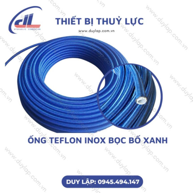 Ống chịu nhiệt teflon bọc lưới inox, bọc bố vải xanh đỏ