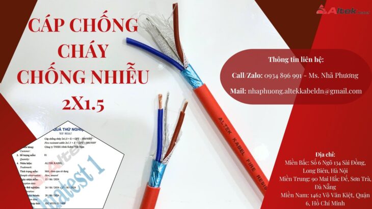 Cáp Chống Cháy Chống Nhiễu 2×0.75 /1.0 /1.5 /2.5 mm2 Đà Nẵng, Huế, Quảng Trị