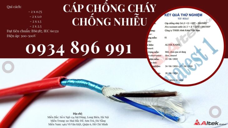 Cáp Chống Cháy Chống Nhiễu 2×2.5 mm2 Chuẩn BS6387, IEC 60331 Hồ Chí Minh