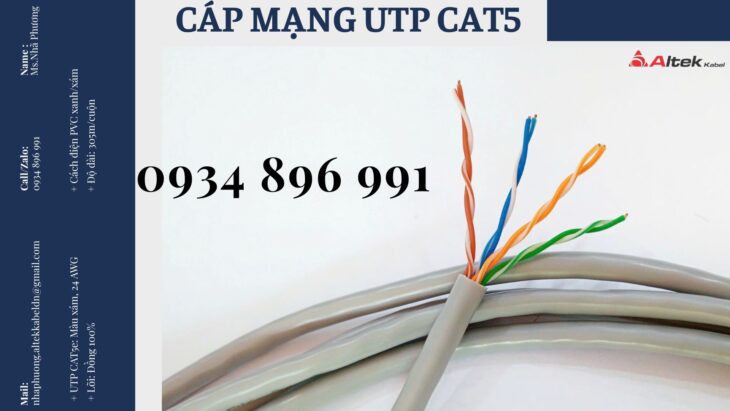 CÁP MẠNG UTP CAT 5E –24AWG KHÁNH HÒA, BÌNH ĐỊNH, GIA LAI