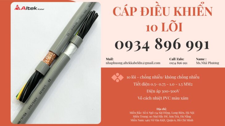 Cáp Điều Khiển 10×0.5 Có Sẵn Nghệ An, Hà Tĩnh, Thanh Hóa
