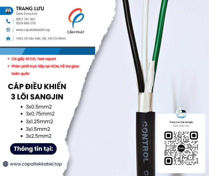 Cáp điều khiển Sangjin 3 lõi giá xưởng tại Hồ Chí Minh