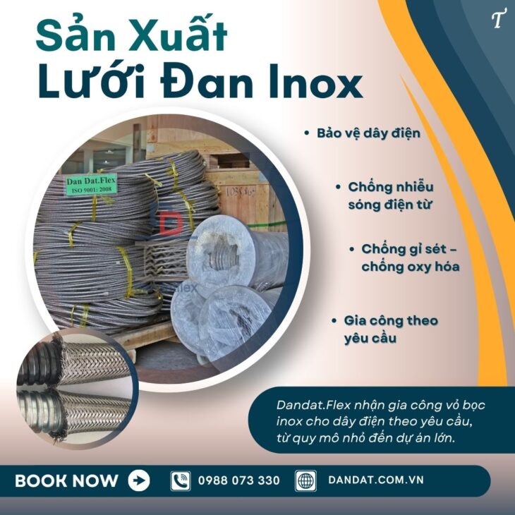 Dây dẫn điện có vỏ bọc inox/ Dây điện dạng đang lưới chống nhiễu/ Lưới inox bảo vệ dây điện