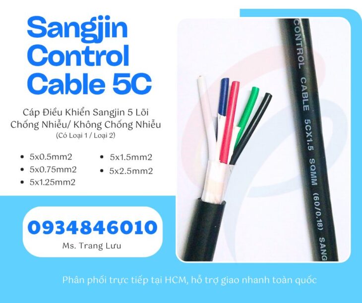 Cáp điều khiển Sangjin 5×0.5/5×0.75/5×1.25/5×1.5/5×2.5