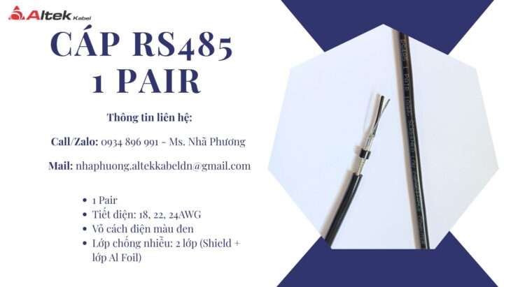 CÁP TÍN HIỆU RS485 1 PAIR 18, 22, 24 AWG ĐÀ NẴNG, HÀ NỘI, HỒ CHÍ MINH.