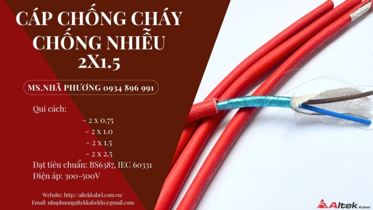 Cáp Chống Cháy Chống Nhiễu 2×0.75 /1.0 /1.5 /2.5 mm2 Đà Nẵng, Huế, Quảng Trị