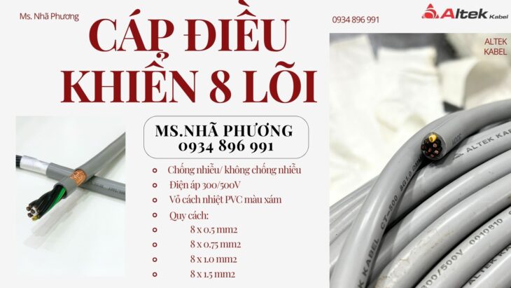 Cáp Tín Hiệu 8X 1.0 mm2 Dùng Trong Hệ Thống Điều Khiển Quy Nhơn, Khánh Hòa, Gia Lai