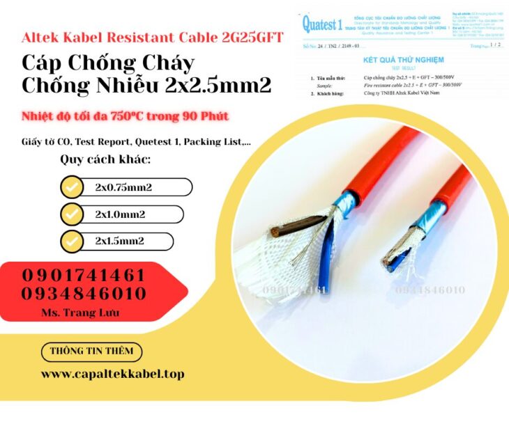 Cáp Chống Cháy Chống Nhiễu 2×2.5 Altek Kabel phân phối chính hãng