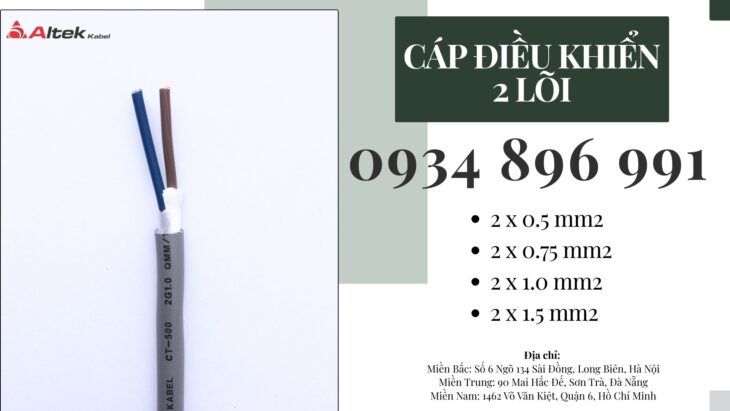 CÁP ĐIỀU KHIỂN 2 X 0.75 MM2 BÌNH ĐỊNH, KHÁNH HÒA, GIA LAI