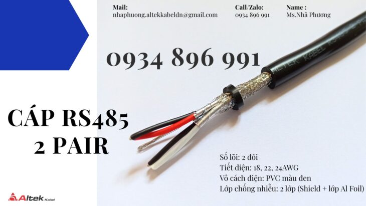 CÁP TÍN HIỆU RS485 2 PAIR 24 AWG HỒ CHÍ MINH, HÀ NỘI