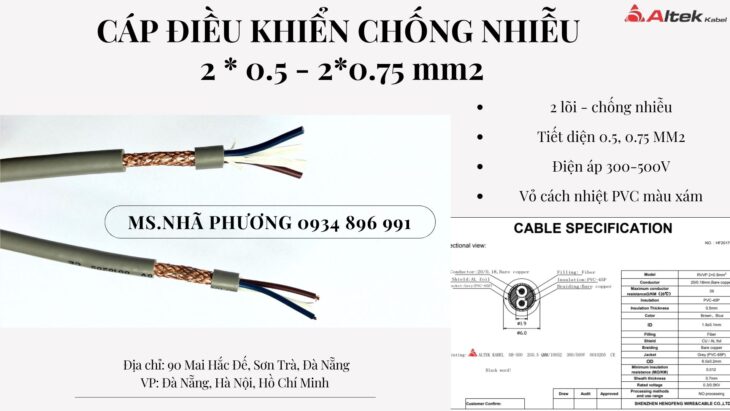 CÁP ĐIỀU KHIỂN 2 X 0.75 MM2, 2 X 0.75 MM2 GIAO HÀNG TOÀN QUỐC