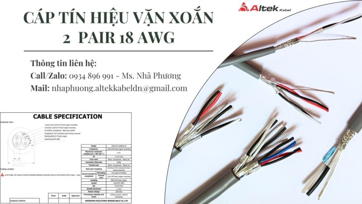 CÁP TÍN HIỆU VẶN XOẮN ALTEK KABEL 2 PAIR 18 AWG – CHỐNG NHIỄU