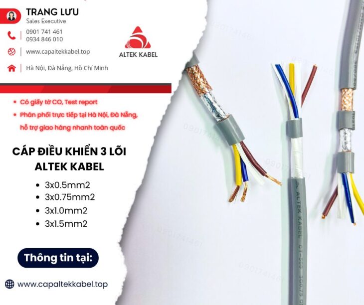 Cáp điều khiển Altek Kabel 3 lõi giá xưởng tại Hà Nội, Đà Nẵng