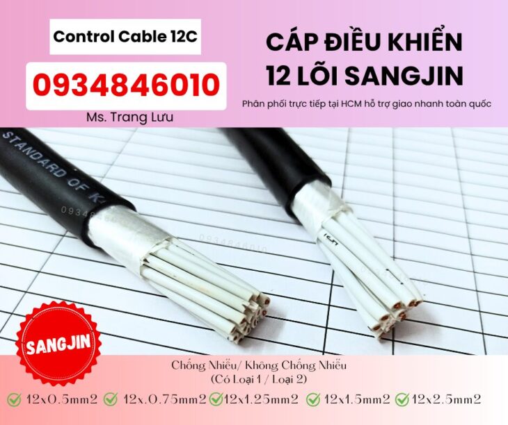 Cáp điều khiển Sangjin 12×0.5/12×0.75/12×1.25/12×1.5/12×2.5