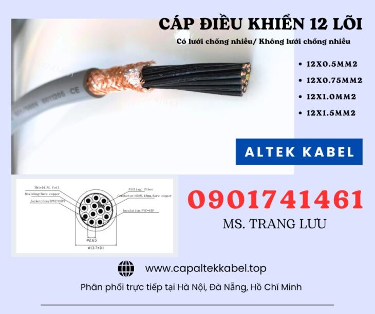Cáp điều khiển 12×0.5/12×0.75/12×1.0/12×1.5 Altek Kabel