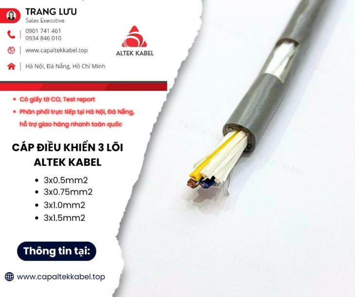 Cáp điều khiển Altek Kabel 3 lõi giá xưởng tại Hà Nội, Đà Nẵng