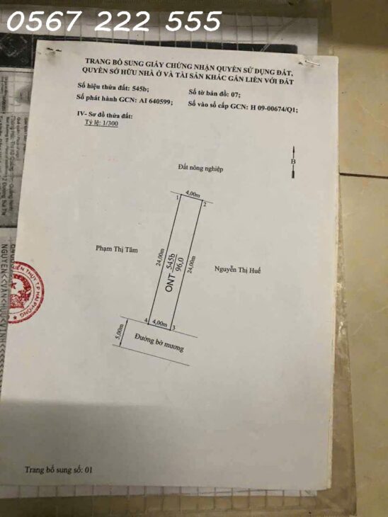 Lô đất 96m² mặt đường mương Tân Phong – giá chỉ 1,6x tỷ ZALO 0567 222 555