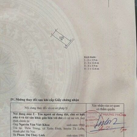 BÁN ĐẤT 49 m2 AN ĐÀO – TRÂU QUỲ- GIA LÂM – GIÁ CHỈ 5.3 TỶ. LH 0985865658