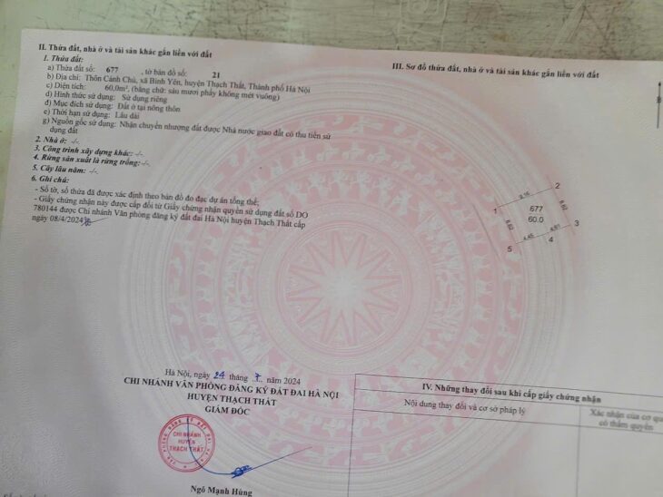 ĐẤT ĐẸP – GIÁ TỐT – Vị Trí Đắc Địa Tại Thôn Cánh Chủ, Xã Bình Yên, Huyện Thạch Thất, Hà Nội