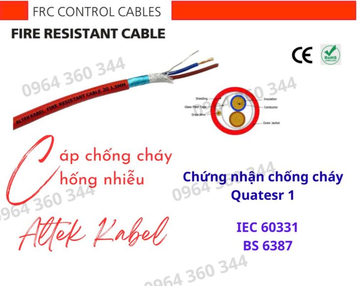 Cáp chống cháy chống nhiễu 2×1.5+E+GFT Altek Kabel