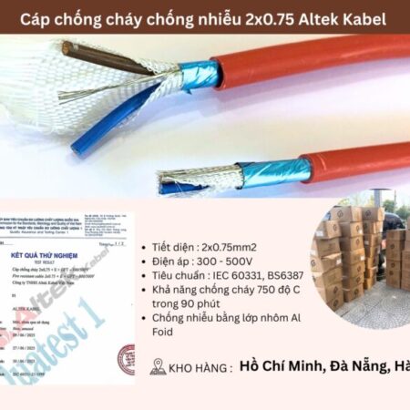 Cáp chống cháy chống nhiễu 2×0.75 Altek Kabel Đà Nẵng, Bình Định, Phú Yên