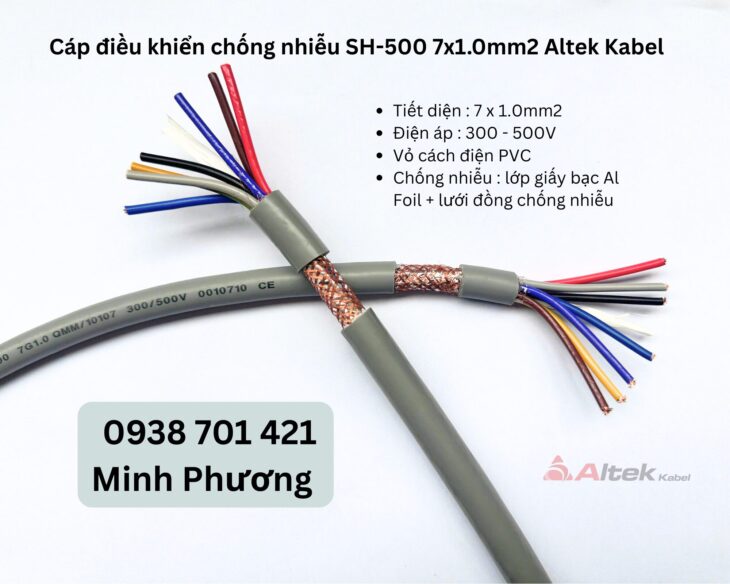 Cáp điều khiển chống nhiễu SH-500 7×1.0mm2 Altek Kabel Đà Nẵng, Hà Nội, Hải Phòng