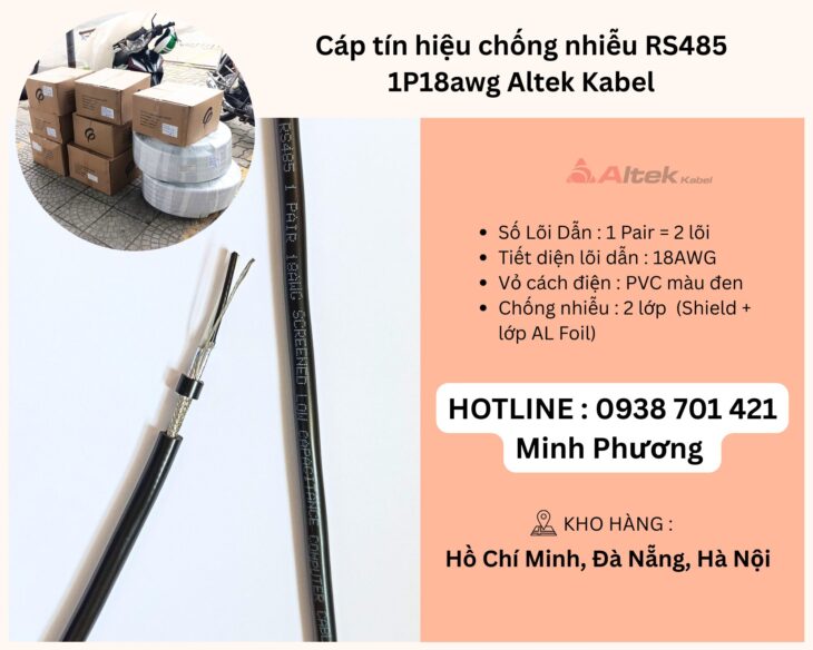 Cáp tín hiệu chống nhiễu RS485 1p18awg Altek Kabel Đà Nẵng, Quảng Bình, Hồ Chí Minh
