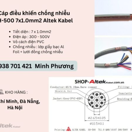 Cáp điều khiển chống nhiễu SH-500 7×1.0mm2 Altek Kabel Đà Nẵng, Hà Nội, Hải Phòng