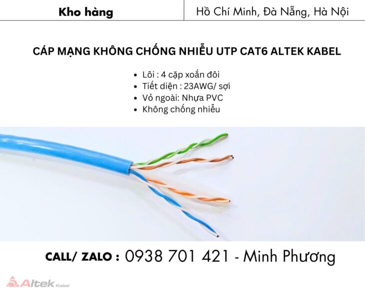Cáp mạng không chống nhiễu UTP cat6 Altek Kabel Đà Nẵng, Quy Nhơn, Gia Lai