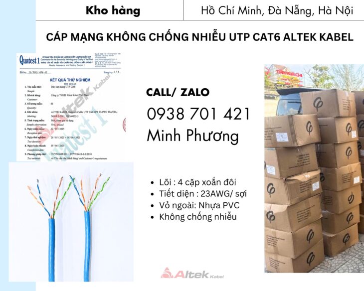 Cáp mạng không chống nhiễu UTP cat6 Altek Kabel Đà Nẵng, Quy Nhơn, Gia Lai