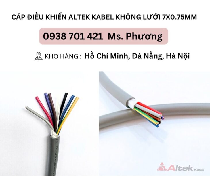Cáp điều khiển Altek Kabel không lưới 7×0.75mm Đà Nẵng, Hà Nội, Hồ Chí Minh