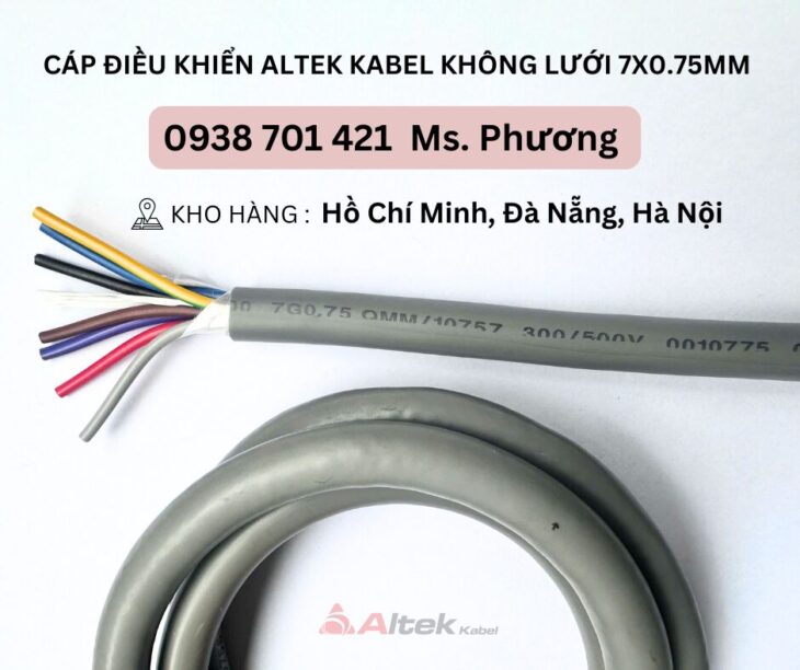 Cáp điều khiển Altek Kabel không lưới 7×0.75mm Đà Nẵng, Hà Nội, Hồ Chí Minh