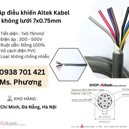 Cáp điều khiển Altek Kabel không lưới 7×0.75mm Đà Nẵng, Hà Nội, Hồ Chí Minh
