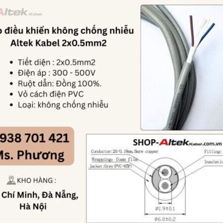 Cáp điều khiển không chống nhiễu Altek Kabel 2×0.5mm Đà Nẵng, Hà Nội, Hồ Chí Minh
