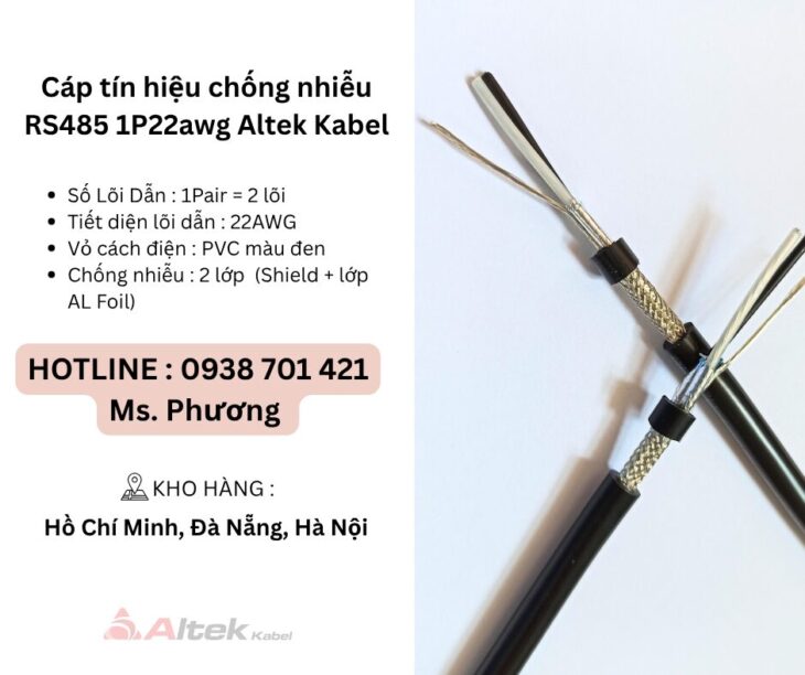 Cáp tín hiệu chống nhiễu RS485 1P22awg Altek Kabel Đà Nẵng, Hà Nội, Hồ Chí Minh