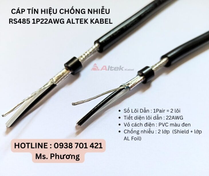 Cáp tín hiệu chống nhiễu RS485 1P22awg Altek Kabel Đà Nẵng, Hà Nội, Hồ Chí Minh