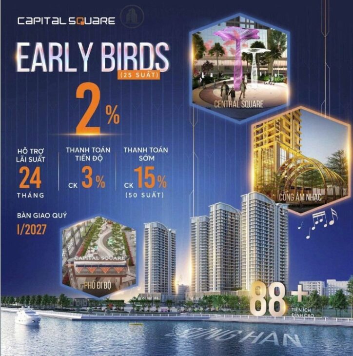 SIÊU PHẨM CAPITAL SQUARE – CĂN GÓC 3PN TẦNG 11 – 2 MẶT THOÁNG – VIEW PHỐ THƯƠNG MẠI & CÔNG VIÊN