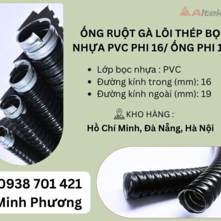 Ống ruột gà lõi thép bọc nhựa PVC phi 16/ Ống phi 1/2 Đà Nẵng, Hà Nội, Hồ Chí Minh Ống ruột gà lõi thép bọc nhựa PVC phi 16/ Ống phi 1/2 Đà Nẵng, Hà Nội, Hồ Chí Minh