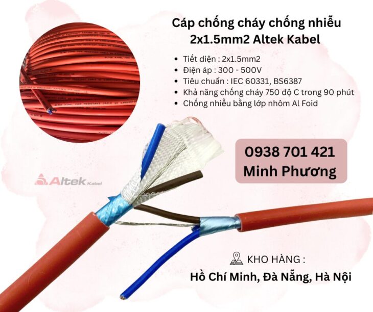 Cáp chống cháy chống nhiễu 2×1.5 Altek Kabel Hà Nội, Đà Nẵng, Hồ Chí Minh