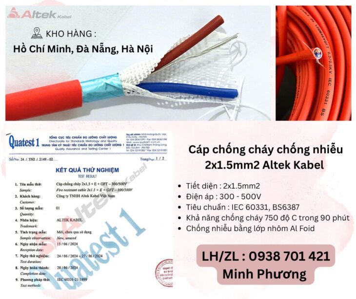 Cáp chống cháy chống nhiễu 2×1.5 Altek Kabel Hà Nội, Đà Nẵng, Hồ Chí Minh