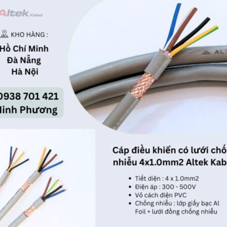 Cáp điều khiển có lưới chống nhiễu 4×1.0mm2 Altek Kabel Hà Nội, Đà Nẵng, Huế Cáp điều khiển có lưới chống nhiễu 4×1.0mm2 Altek Kabel Hà Nội, Đà Nẵng, Huế