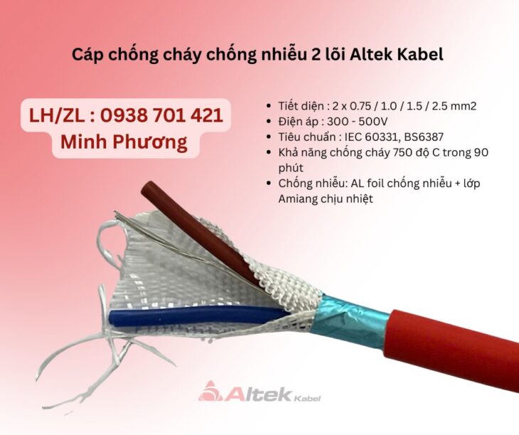 Dây cáp chống cháy chống nhiễu 2 lõi Altek Kabel Đà Nẵng, Bình Dương, Hải Phòng