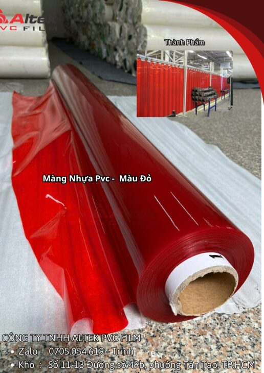 Màng nhựa pvc màu đỏ khổ lớn chất liệu bền đẹp, thu hút, cao cấp