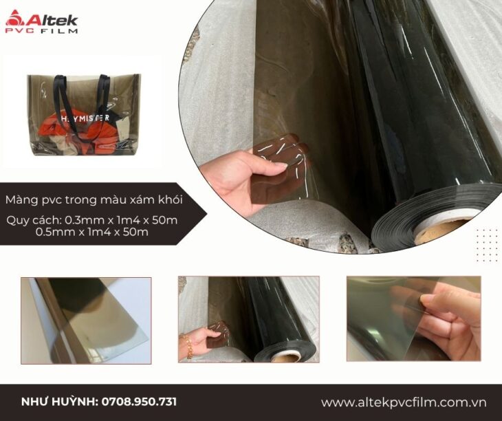 Bán màng nhựa trong màu – túi đựng thời trang xám khói
