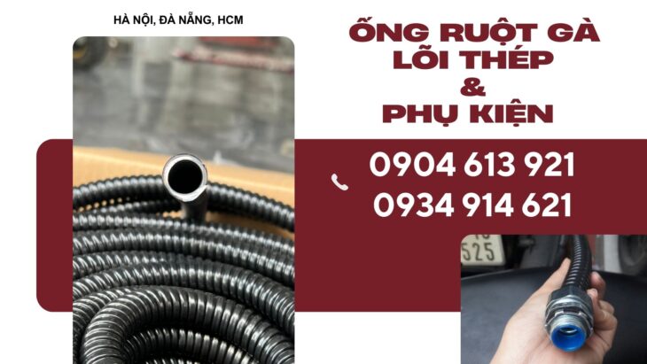 Ống ruột gà lõi thép / ống kẽm đàn hồi bọc nhựa PVC Đà Nẵng, Hà Nội, HCM